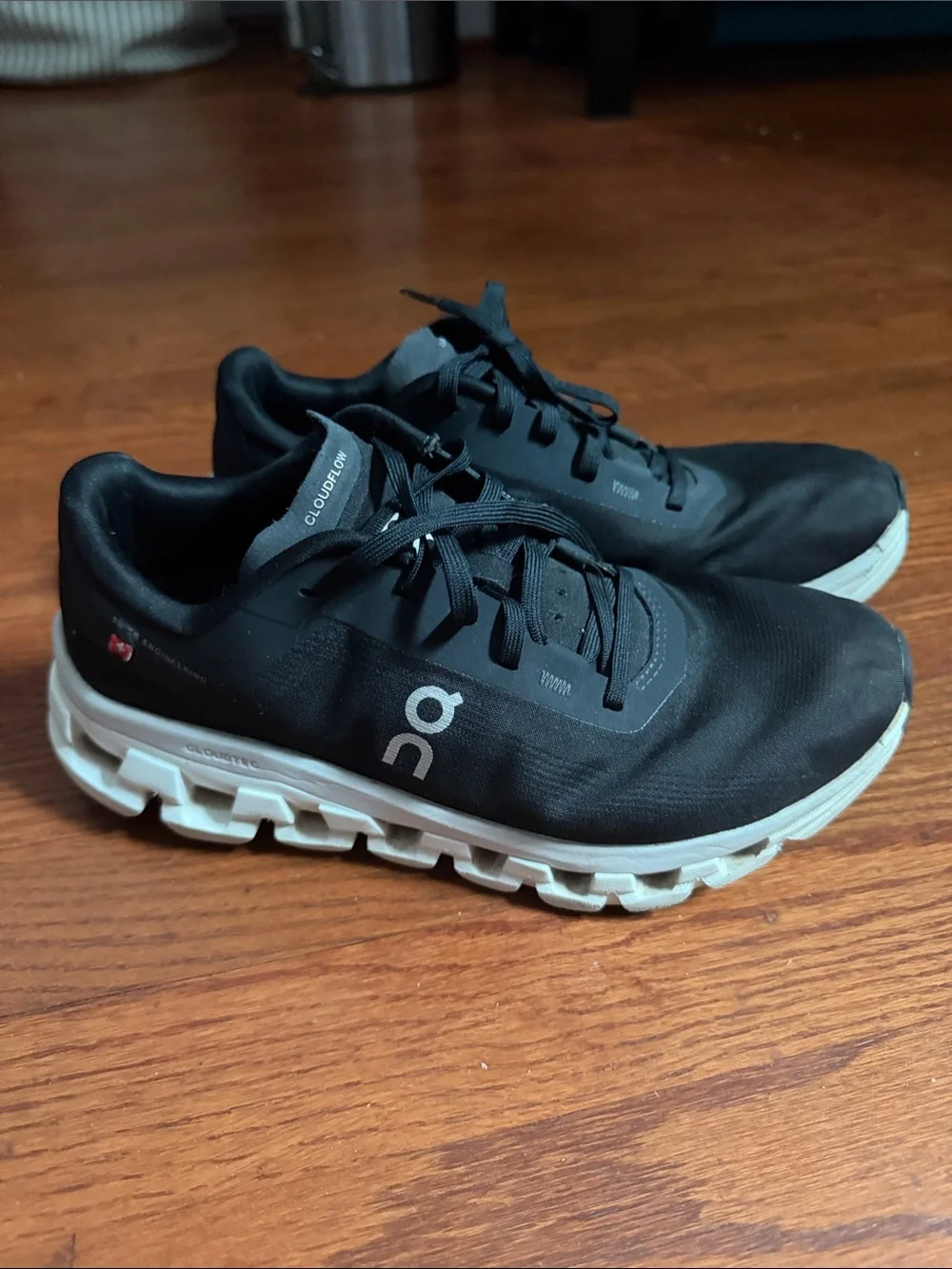 On Running Black Athletic Running Shoes with White Sole